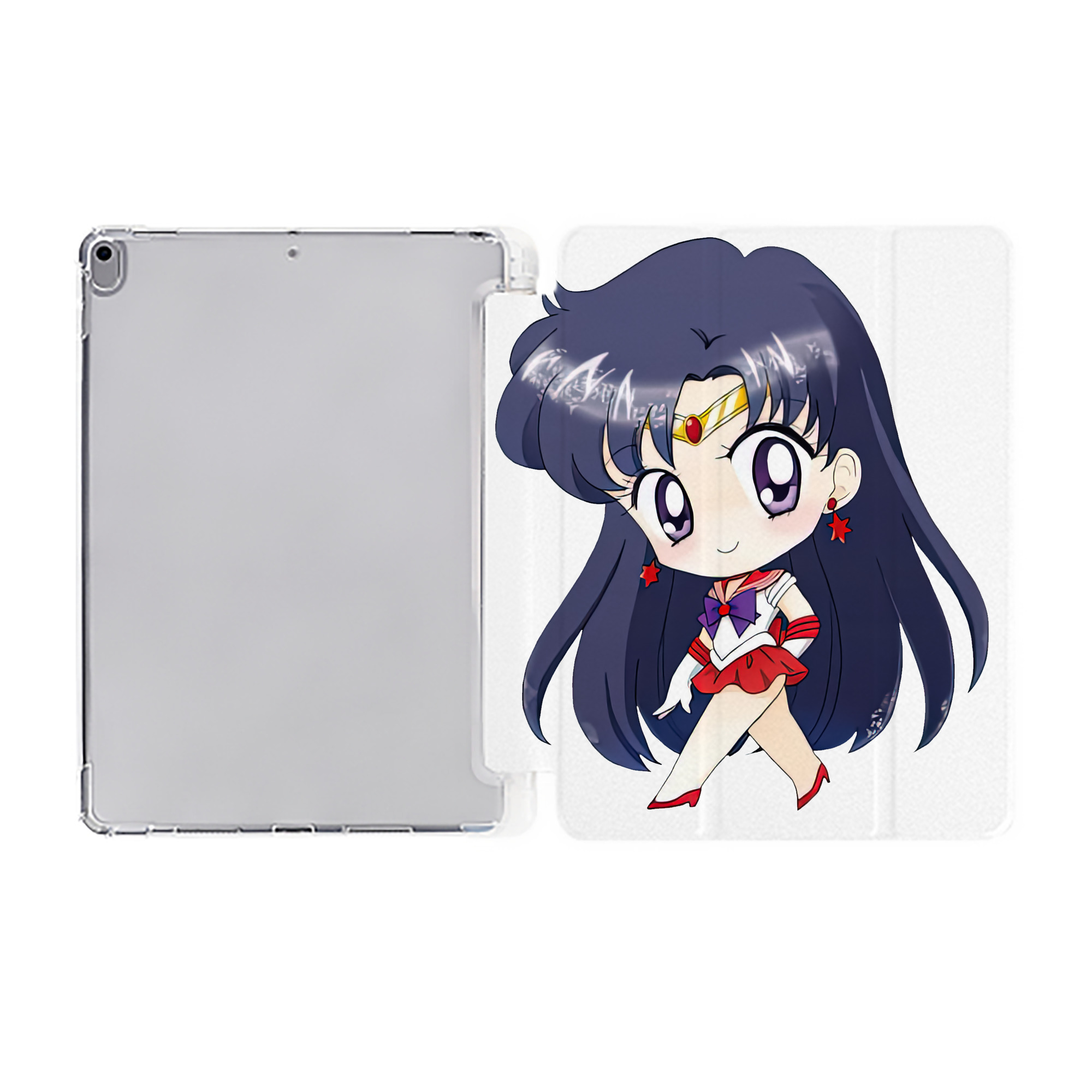（画像用） 美少女戦士セーラームーン 火野レイ ひの レイ Sailor Moon Hino Rei （セーラーマーズ,Sailor Mars） IPad ケース ペン収納付き 三つ折りスタンド PUレザー×シリコン 対応機種9.5/10.5/10.9インチ